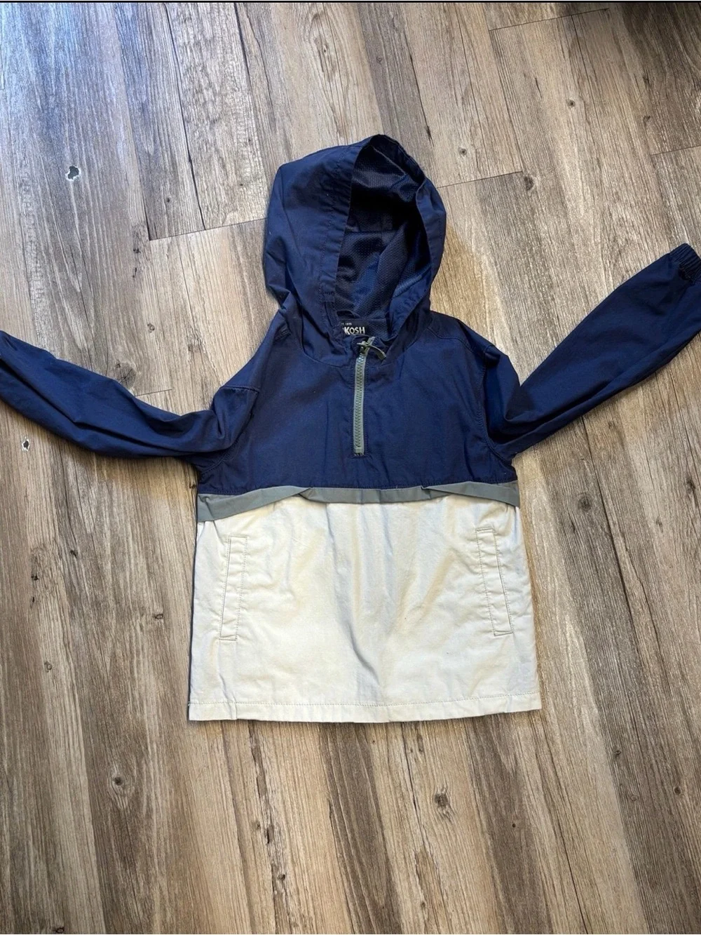 Navy & Cream Hooded Pullover Anorak size 5